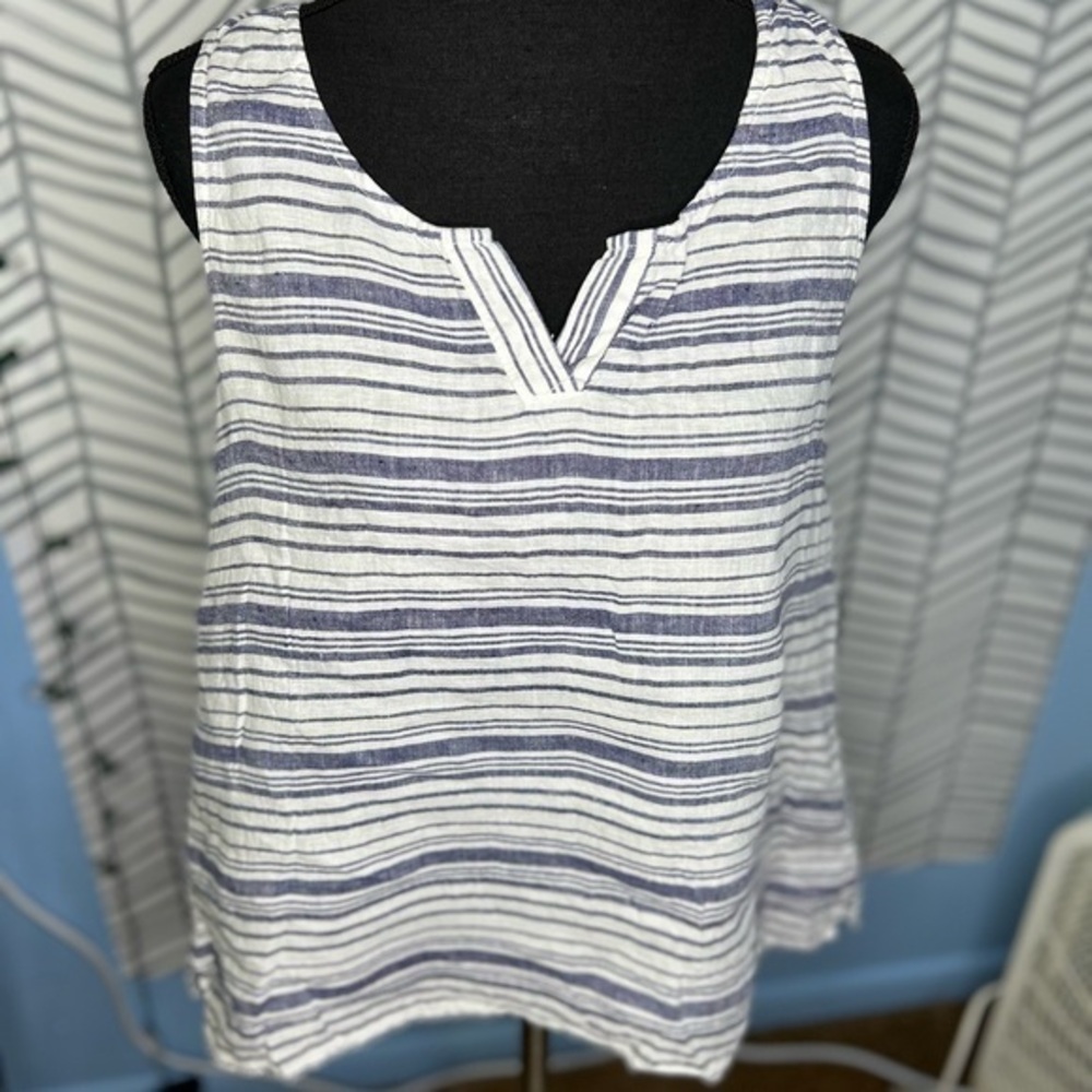 Artisan NY Striped Sleeveless Blouse - Blue and White